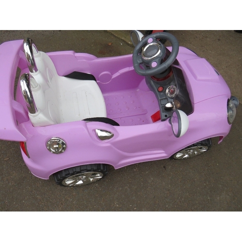 644 - A CHILDS BATTERY RIDE ON CAR LILAC SPORTS MINI - (MISSING CHARGER)