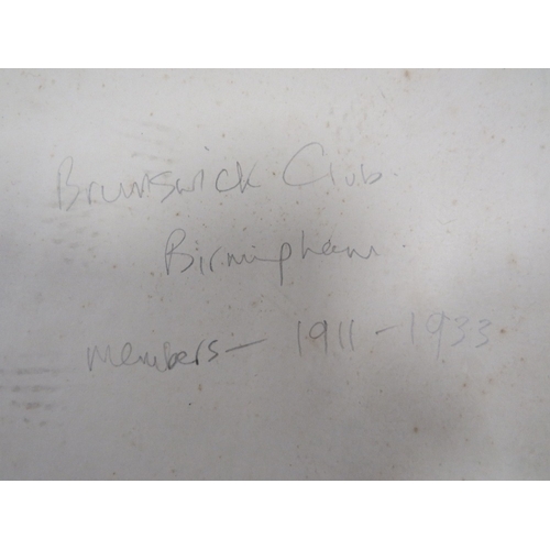 486 - A VINTAGE BOOK CONTAINING MEMBERSHIP FORMS FOR THE BRUNSWICK CLUB & INSTITUTE LTD