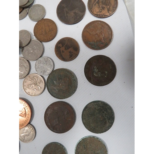 491 - A QUANTITY OF COINS AND NOTES