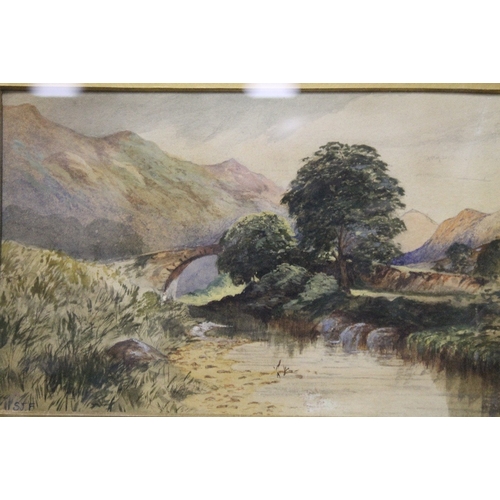 33 - THREE LATE 19TH / EARLY 20TH CENTURY WATERCOLOURS DEPICTING TWO RIVER SCENES AND A CASTLE RUIN (3)