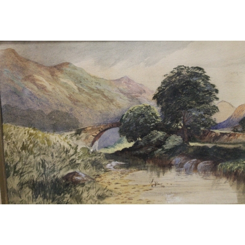 33 - THREE LATE 19TH / EARLY 20TH CENTURY WATERCOLOURS DEPICTING TWO RIVER SCENES AND A CASTLE RUIN (3)