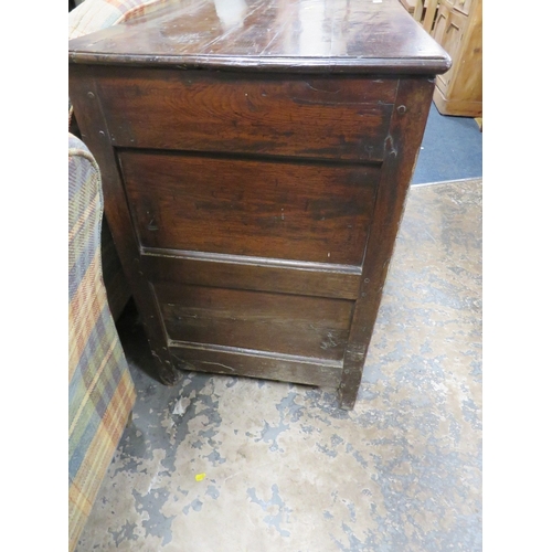 807 - AN ANTIQUE OAK MULE CHEST CONVERTED TO A CABINET A/F