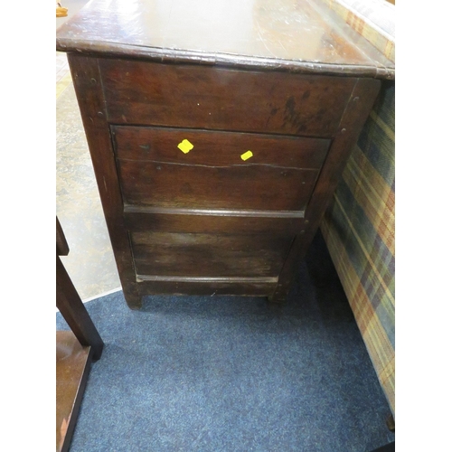 807 - AN ANTIQUE OAK MULE CHEST CONVERTED TO A CABINET A/F