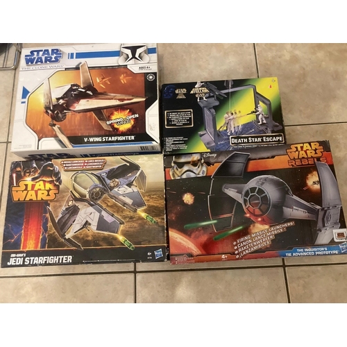 91 - FOUR BOXED STAR WARS ITEMS TO INCLUDE HASBRO JEDI STARFIGHTER, HASBRO THE INQUISISTORS ADVANCED PROT... 