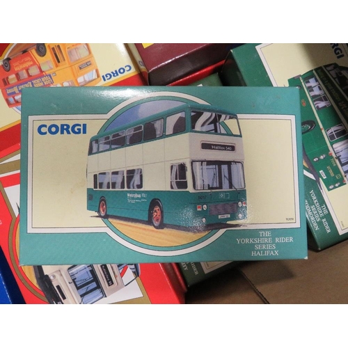 119 - TWELVE BOXED CORGI DOUBLE DECKER BUSES, LIMITED WITH CERTIFICATES
