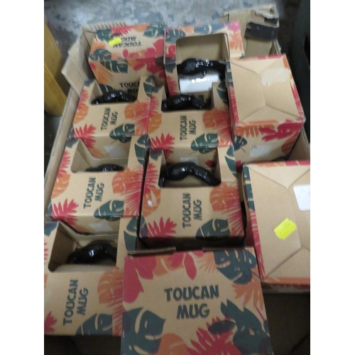 144 - A BOX OF NEW OLD STOCK TOUCAN MUGS