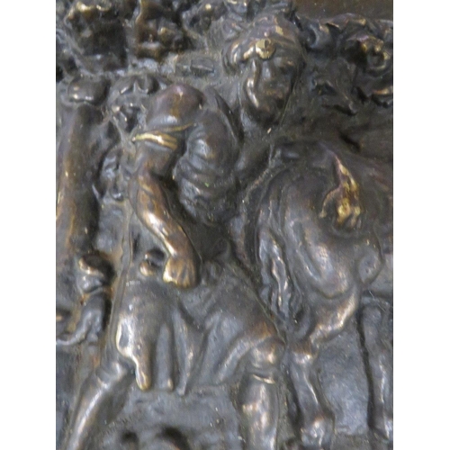 153 - A VICTORIAN BRONZE HORSE DESIGN FIRE WALL PLAQUE