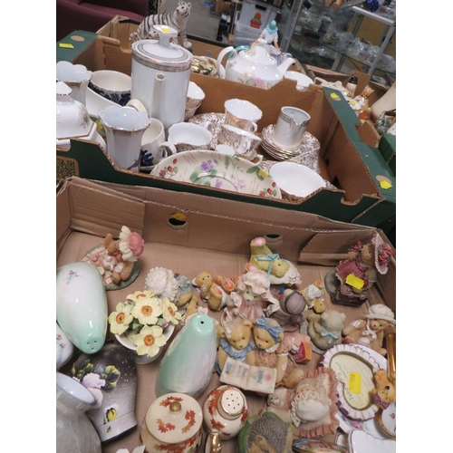 158 - THREE TRAYS OF CERAMICS AND COLLECTABLE'S TO INCLUDE CHERISHED TEDDIES