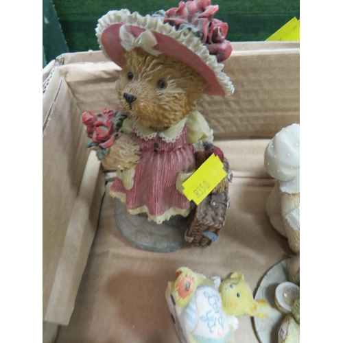 158 - THREE TRAYS OF CERAMICS AND COLLECTABLE'S TO INCLUDE CHERISHED TEDDIES