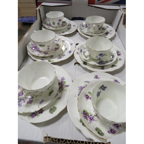 165 - TWO TRAYS OF HAMMERSLEY FLORAL TEA WARE