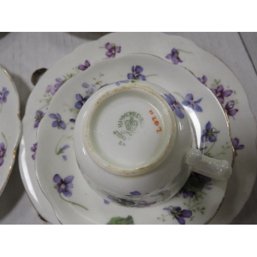 165 - TWO TRAYS OF HAMMERSLEY FLORAL TEA WARE