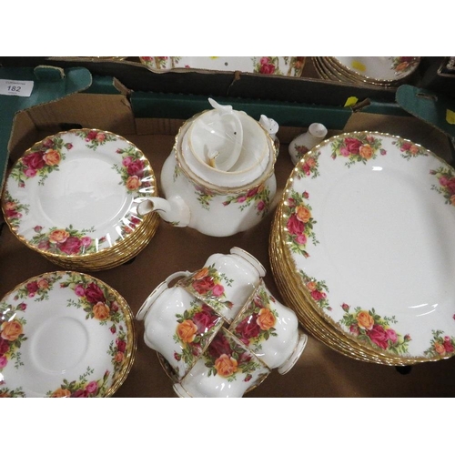 182 - TWO TRAYS OF OLD ROYAL ALBERT COUNTRY ROSES TEA/DINNER WARE