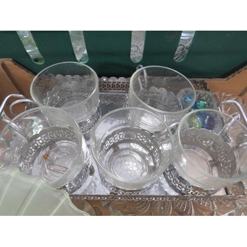 191 - THREE TRAYS OF ASSORTED GLASSWARE