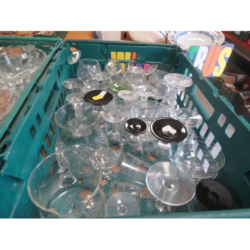 191 - THREE TRAYS OF ASSORTED GLASSWARE