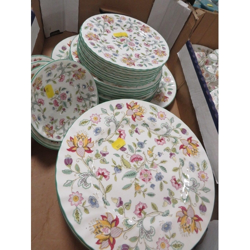 195 - TWO TRAYS OF MINTON HADDON TEA/DINNER WARE