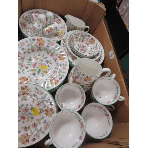 195 - TWO TRAYS OF MINTON HADDON TEA/DINNER WARE