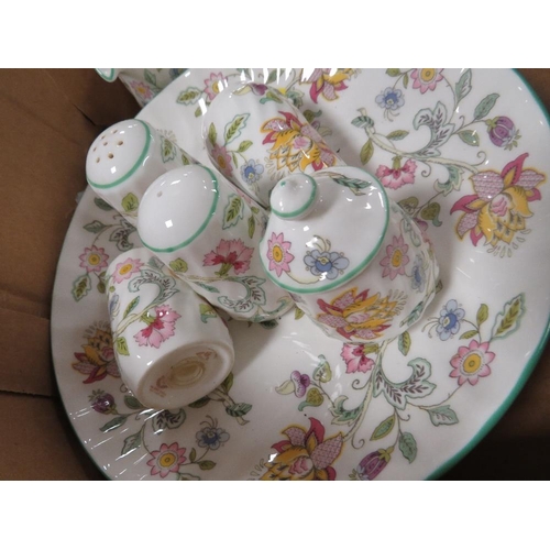 195 - TWO TRAYS OF MINTON HADDON TEA/DINNER WARE