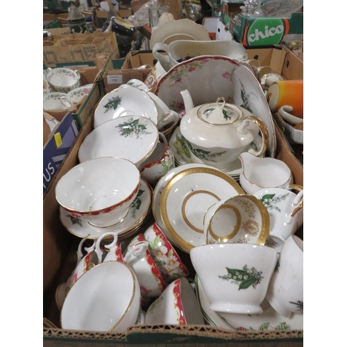 196 - THREE TRAY OF CERAMICS ETC TO INCLUDE COALPORT, CUCKOO CLOCK ETC