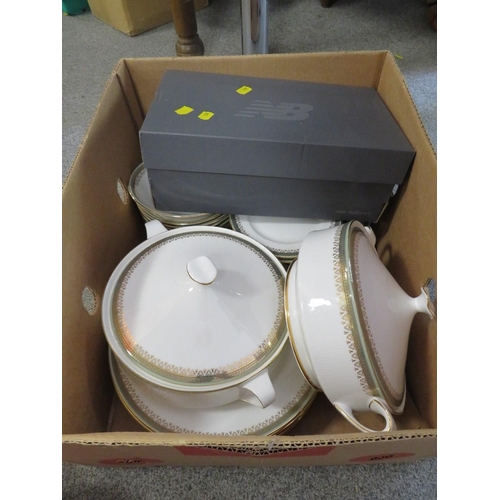 204 - A TRAY OF ROYAL ALBERT KENSINGTON DINNER WARE MAJORITY SECONDS A/F TOGETHER WITH A SMALL QUANTITY OF... 