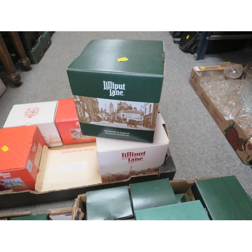 228 - FIVE TRAYS OF ASSORTED BOXED LILLIPUT LANE ETC (CONTENTS NOT CHECKED )