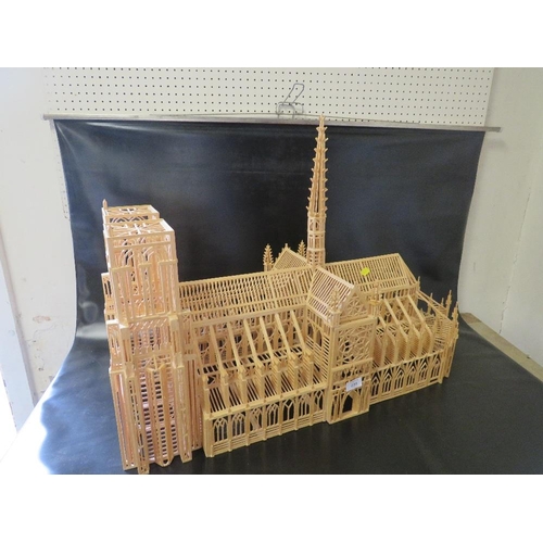 230 - A LARGE SCALE MATCHSTICK MODEL OF NOTRE DAME CATHEDRAL TOGETHER WITH A MODEL OF BIG BEN