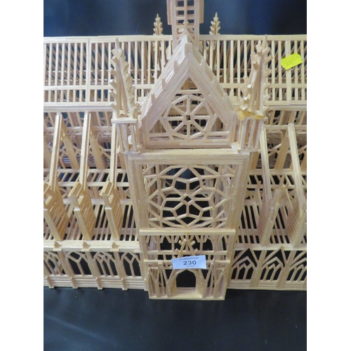 230 - A LARGE SCALE MATCHSTICK MODEL OF NOTRE DAME CATHEDRAL TOGETHER WITH A MODEL OF BIG BEN