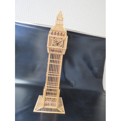 230 - A LARGE SCALE MATCHSTICK MODEL OF NOTRE DAME CATHEDRAL TOGETHER WITH A MODEL OF BIG BEN