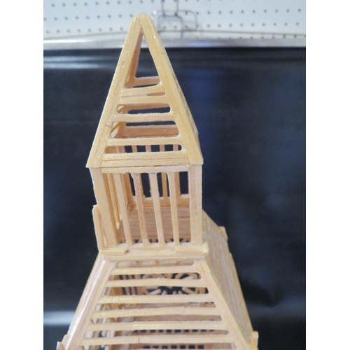 230 - A LARGE SCALE MATCHSTICK MODEL OF NOTRE DAME CATHEDRAL TOGETHER WITH A MODEL OF BIG BEN