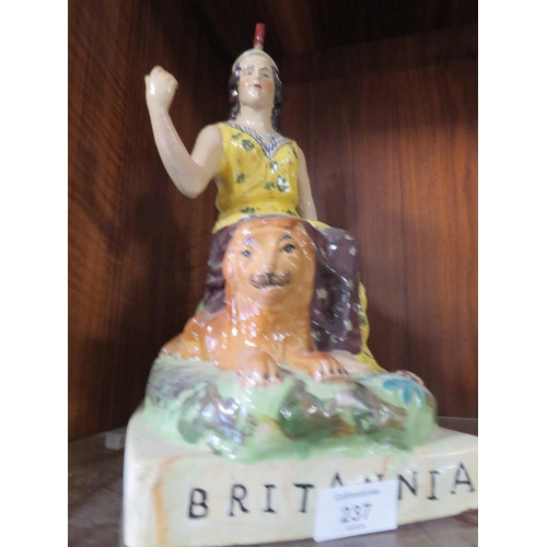 237 - THREE REPRODUCTION STAFFORDSHIRE STYLE FIGURES OF BRITANNIA