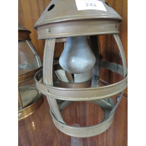 242 - THREE UNUSUAL COPPER LANTERNS A/F