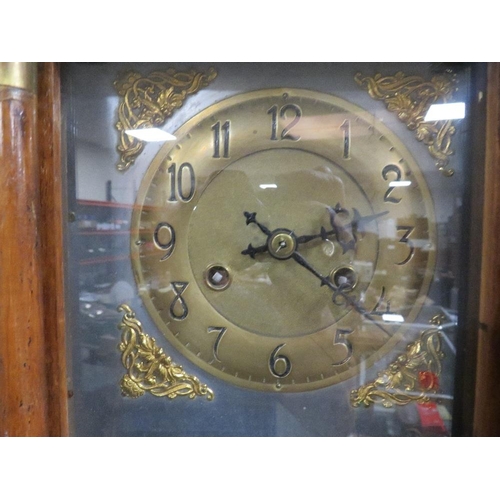 248 - A VINTAGE MANTEL CLOCK WITH PENDULUM