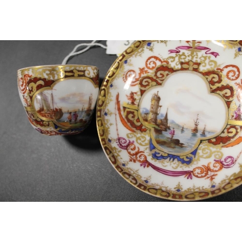 324 - AUGUSTUS REX (MEISSEN) HAND PAINTED CABINET CUP AND SAUCER