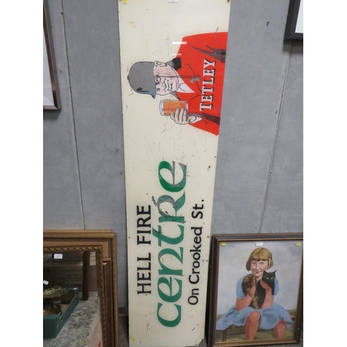 6 - A VINTAGE PERSPEX ADVERTISING SIGN FOR TETLEY 'HELL FIRE CENTRE ON CROOKED STREET'