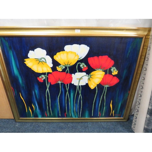 731 - A LARGE MODERN GILT FRAMED PICTURE DEPICTING POPPIES 87 X 106 CM