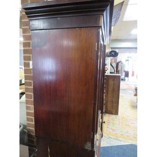 749 - A GEORGIAN MAHOGANY LINEN PRESS CONVERTED TO A WARDROBE - 193 X 145 CM A/F