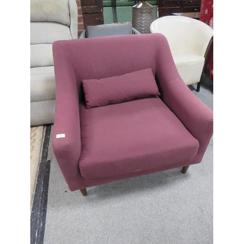 755 - A MODERN MAROON ARMCHAIR