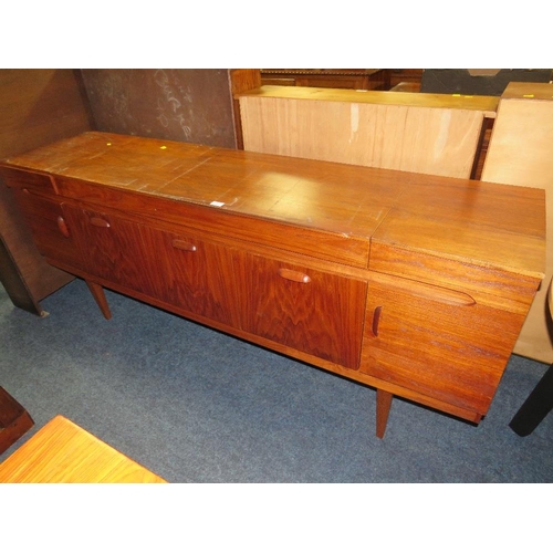 776 - A MID CENTURY TEAK SIDEBOARD / RADIOGRAMME WITH THORENS RECORD DECK - W 190 CM A/F