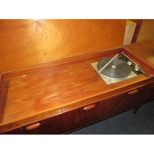 776 - A MID CENTURY TEAK SIDEBOARD / RADIOGRAMME WITH THORENS RECORD DECK - W 190 CM A/F