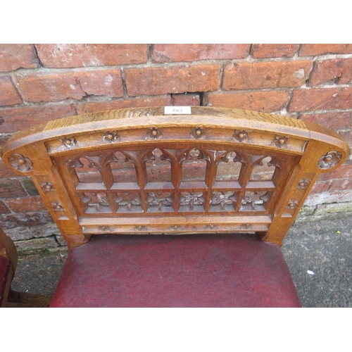 783 - A HEAVY PAIR OF ECCLESIASTICAL OAK CARVED CHURCH STOOLS  - 'ST MARYS ABBEY'