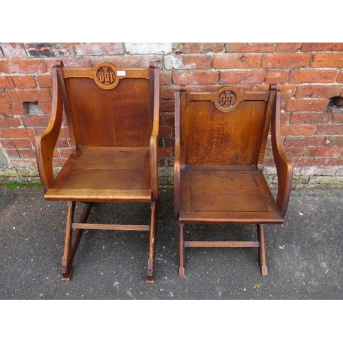 787 - TWO ECCLESIASTICAL CARVED ARMCHAIRS  - 'ST MARYS ABBEY'