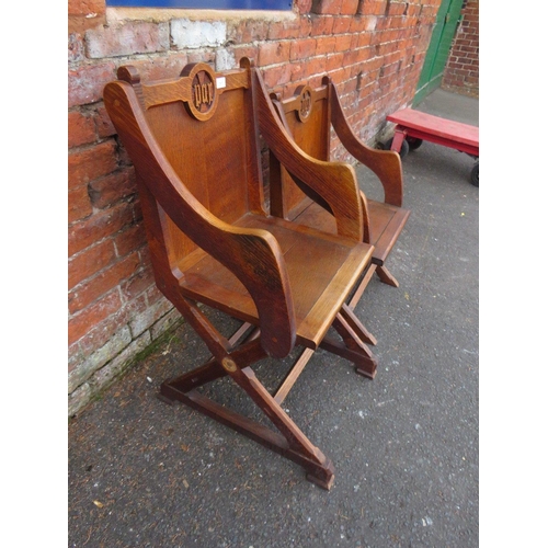 787 - TWO ECCLESIASTICAL CARVED ARMCHAIRS  - 'ST MARYS ABBEY'