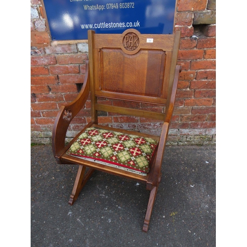 789 - A LARGE CARVED OAK ECCLESIASTICAL ARMCHAIR  - 'ST MARYS ABBEY'