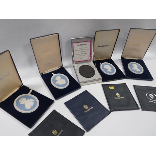 338 - BOXED WEDGWOOD JASPERWARE PLAQUES WITH CERTIFICATES