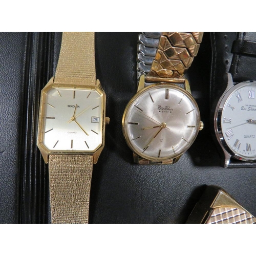 354 - A COLLECTION OF VINTAGE WATCHES TOGETHER WITH A CIGARETTE LIGHTER