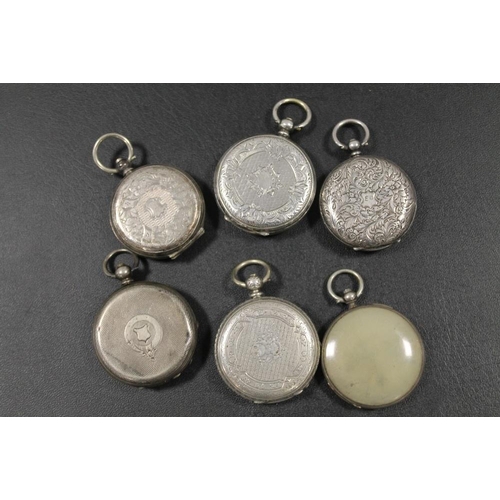 367 - SIX VARIOUS SILVER CASED AND SILVER FACED POCKET WATCHES