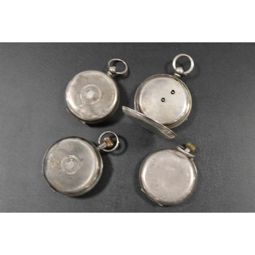 368 - FOUR SILVER CASED POCKET WATCHES