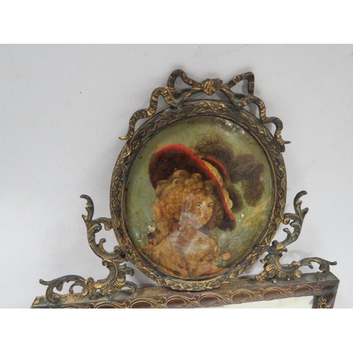 412 - A VICTORIAN BRASS FRAMED MIRROR