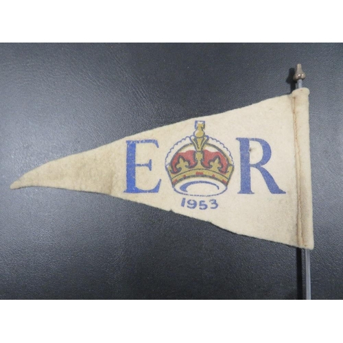 421 - A 1953  PENNANT WITH CORONATION OF QUEEN ELIZABETH II