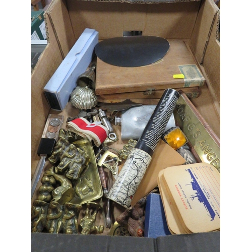 429 - A TRAY OF COLLECTABLE'S TO INCLUDE METALWARE, MASONIC ITEMS ETC