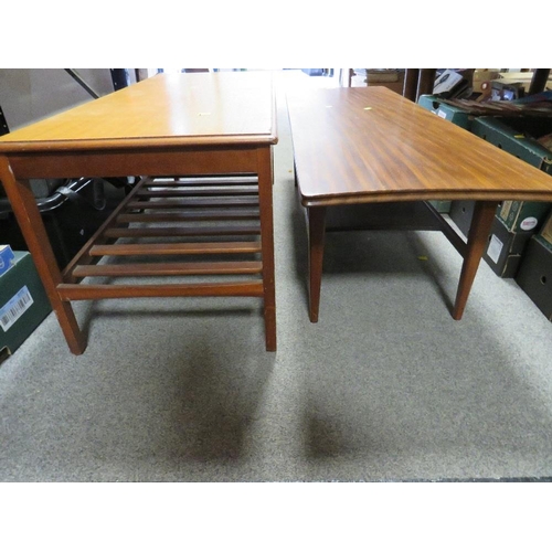 834 - TWO MID CENTURY TEAK LONG COFFEE TABLES